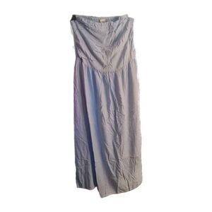 Large Universal Thread Ruched Maxi A-Line Strapless Dress, Blue, Pockets